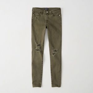 Distressed Olive Abercrombie Jeans 26
